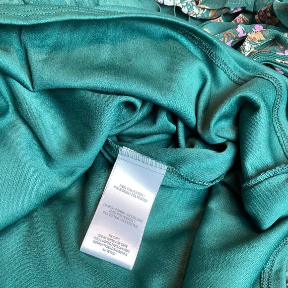 NWT Danny & Nicole Dress Dark Green Floral  Sz 4 - pleets sheer sleeves slip - Picture 12 of 12